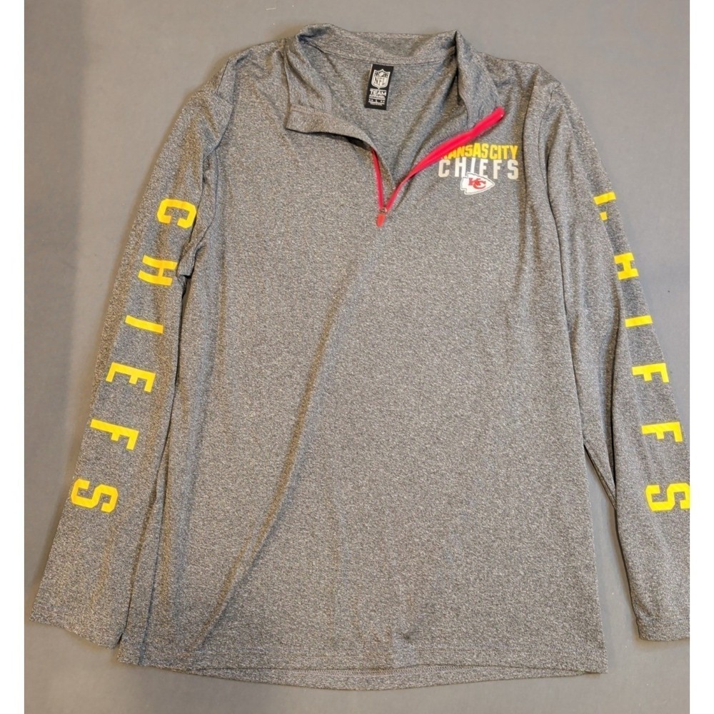 Kansas City Chiefs NFL Team Apparel 1/4 Zip Pullover Gray Mens Large